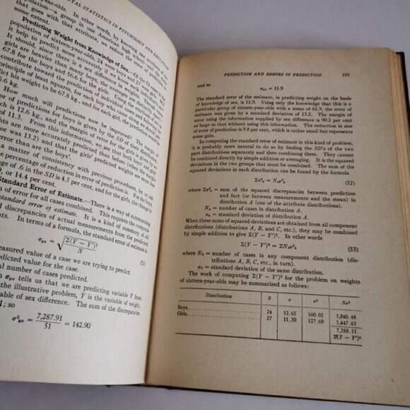 1942 Fundamental Statistics in Psychology & Education Book, Vintage Red Gilt Boo - Picture 6 of 7